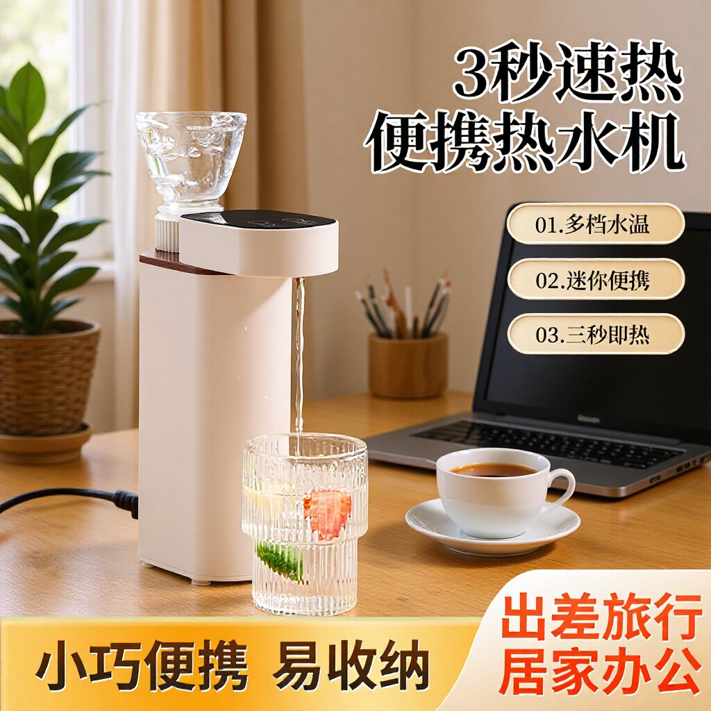 烧水壶便携式小型旅行器 3秒即热饮水机智能抽水迷你出差携带式