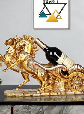 树脂工艺品欧式双战马红葡萄酒架创意家居摆件客厅酒柜装饰摆设礼