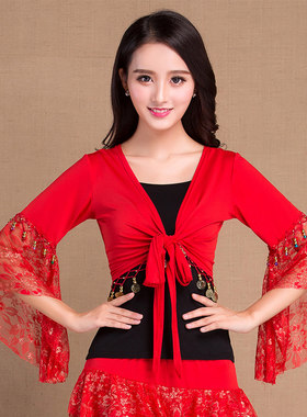 春夏新款套装蕾丝披肩广场舞服装