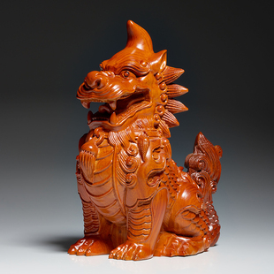 花梨木雕獬豸摆件实木雕刻龙生九子吉祥物律师开业送礼红木工艺品