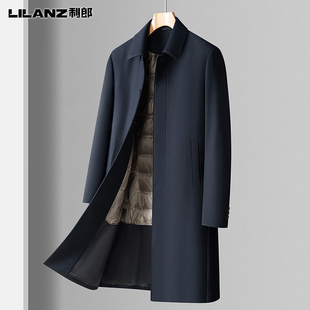 利郎长款羽绒服男士高个子加长版高端韩版外套秋冬季商务休闲风衣