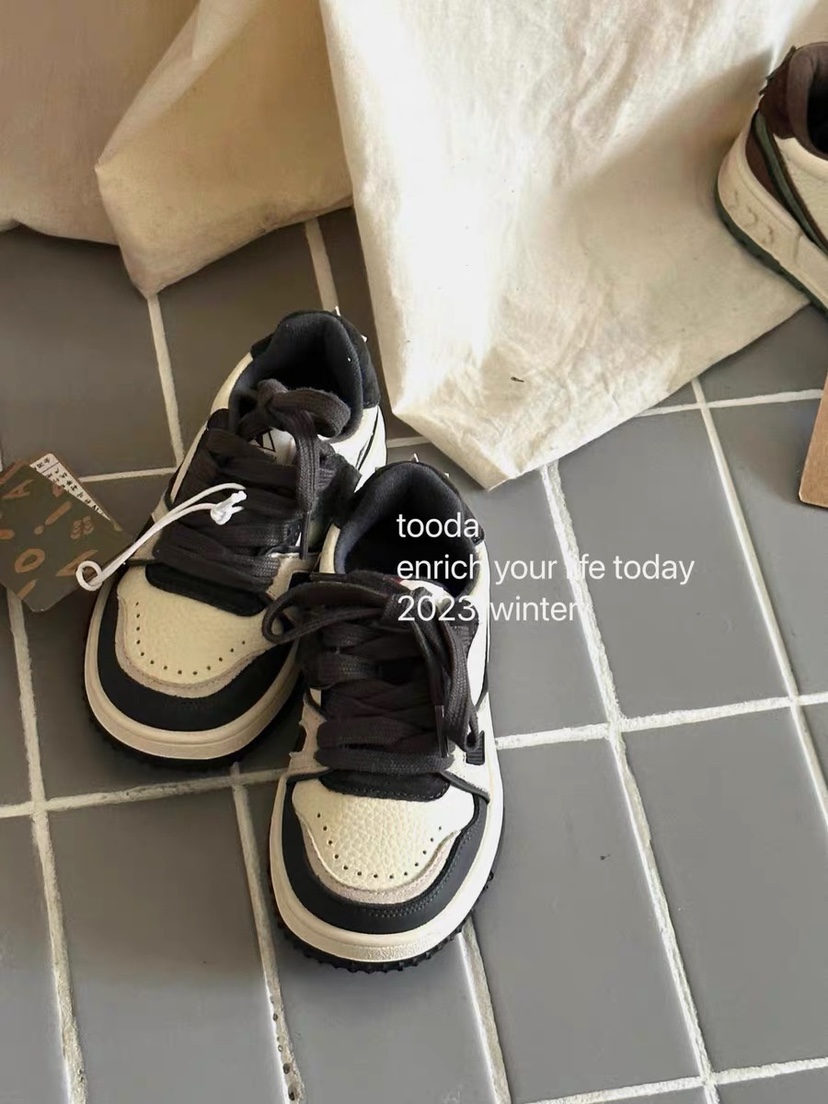 tooda韩国童鞋冬季新款儿童加绒板鞋中大童防滑魔术贴休闲运动鞋
