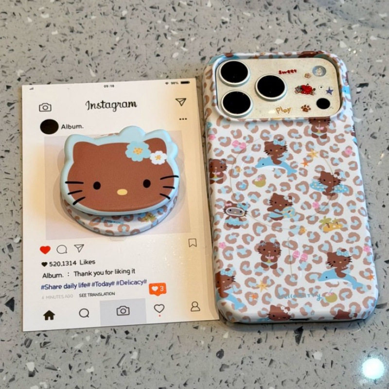 甜酷风豹纹黑皮海豚KT猫咪适用iPhone17promax苹果16防摔手机壳15