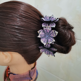发圈女丸子头发饰抓夹女士水钻盘发卡马尾扭夹头饰后脑勺盘发器