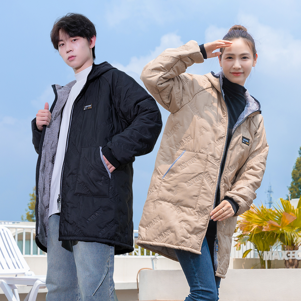 新款秋冬加厚长袖连帽保暖情侣款