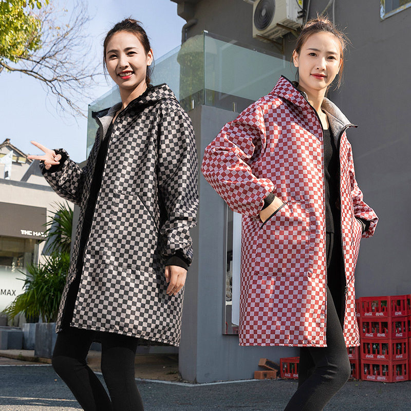 加绒家用厨房防水长袖围裙