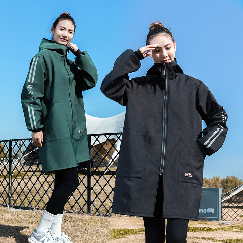 长袖加绒连帽防水冬季保暖罩衣