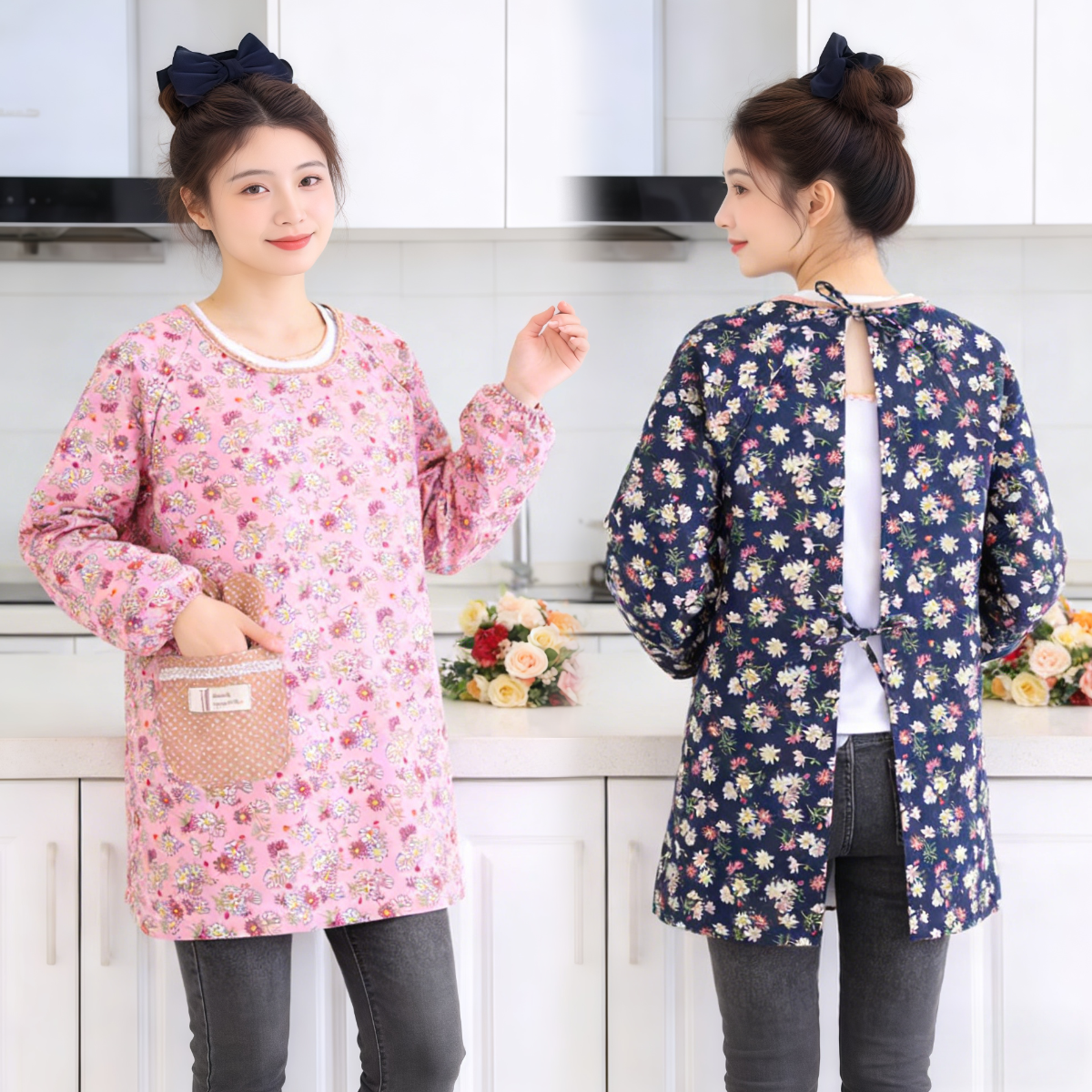 洋气小个子防泼水围裙舒适透气耐脏耐磨碎花高颜值罩衣家用工作服,家庭/个人清洁工具,围裙,淘宝优惠券,粉丝福利购,淘宝优惠卷