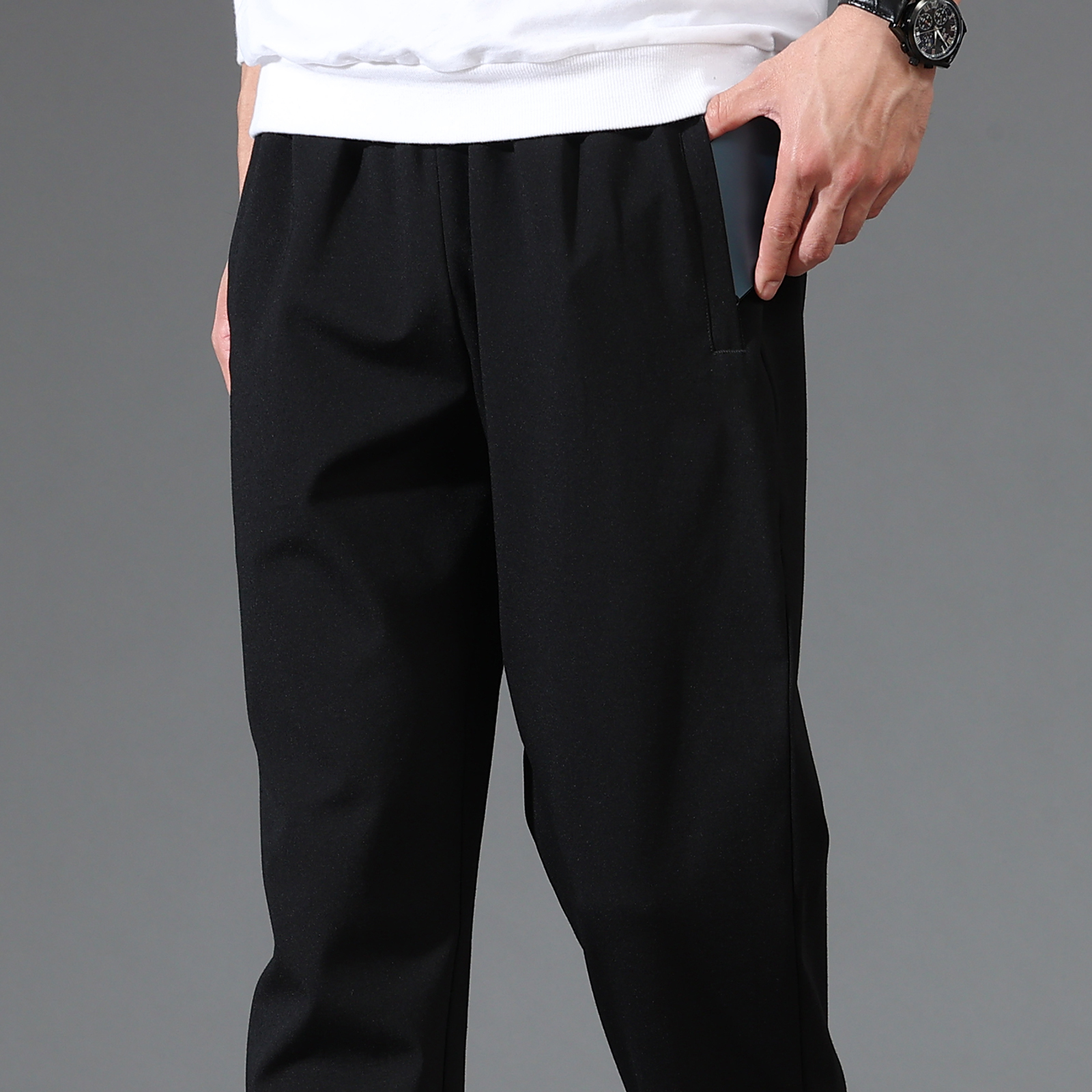 高端裤子秋季男款宽松黑色