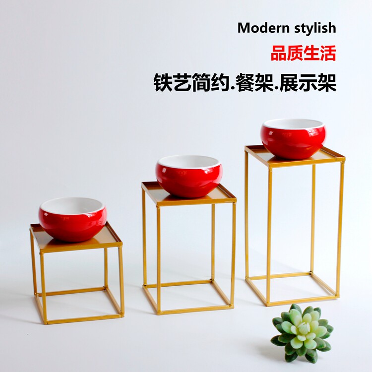 金色黑色花架摆件展示架铁艺定制