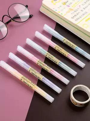 Snow White macaron color fluorescent pen 6-color fluorescent marker pen students use rough key color marker candy color homework notes flash monochrome painting brush graffiti pen hand account pen