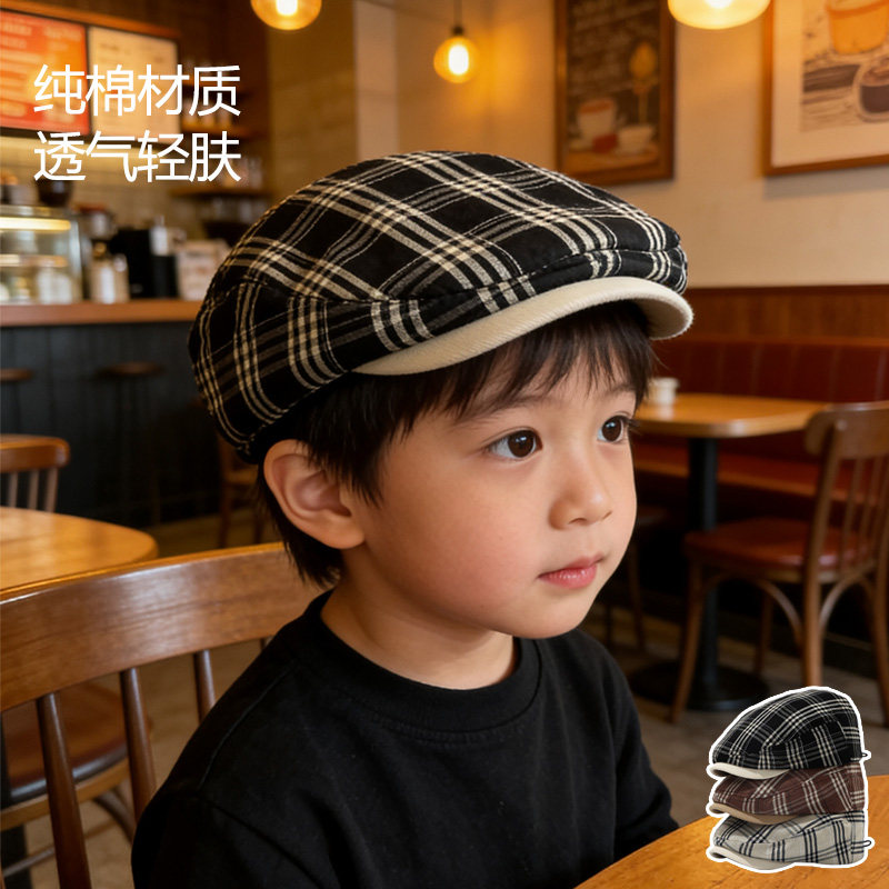 儿童帽子夏天防晒帽男女童休闲百搭画家帽春秋季户外宝宝前进帽子