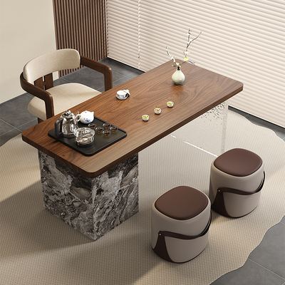 南美胡桃木实木茶桌茶台一体桌家用小型阳台茶桌椅组合轻奢办公桌