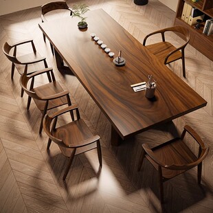 新中式南美胡桃木茶桌全实木大板桌高档泡茶桌家用客厅茶室茶几