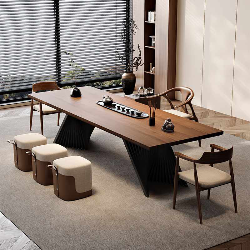 实木2026新款高端意式极简茶台新中式设计师款现代简约风老板茶桌