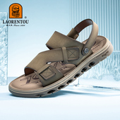 厚底防滑软底爸爸外穿休闲皮凉鞋 老人头凉鞋 夏季 新款 男士 沙滩拖鞋