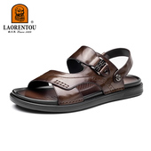 老人头男士 男 舒适两用真皮轻便沙滩鞋 休闲头层牛皮沙滩鞋 2025夏季
