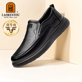 老人头男鞋 一脚蹬中年爸爸皮鞋 2025新款 真皮软底软面商务休闲皮鞋