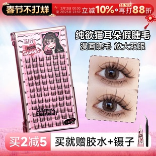 程十安 荔树假睫毛自然女纯欲猫耳朵仙子毛女团韩系太阳花新款