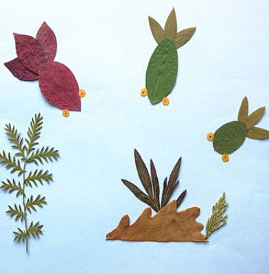 树叶贴画真树叶小学生材料包干花创作手工课秋天多种.粘贴画春天