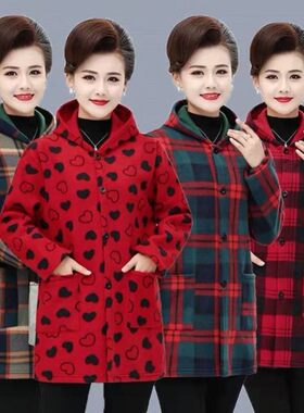 中老年女装秋冬装加大码罩衣妈妈