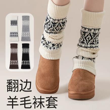 袜套女秋冬款羊毛堆堆腿套保暖针织复古风y2k针织护膝配博肯鞋