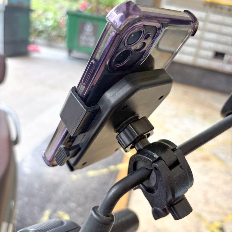 电动车手机支架电瓶车后视镜摩托车免拆反光镜导航架菱形杆通用