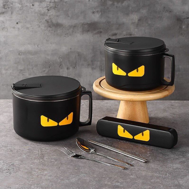 泡面神器餐具碗个人专用宿舍学生带盖泡面碗不锈钢大碗筷勺子套装
