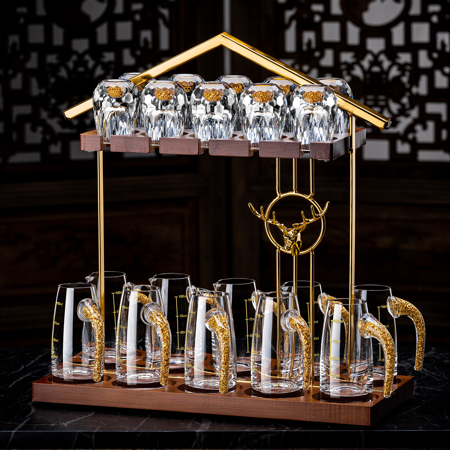 轻奢高档水晶玻璃白酒杯套装家用