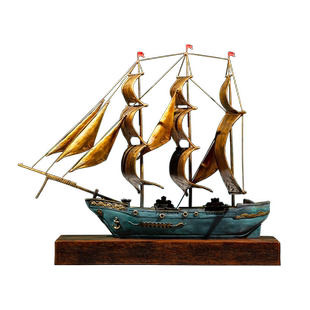 一帆风顺铜器帆船摆件工艺品新中式酒店会所别墅茶楼办公室装饰品