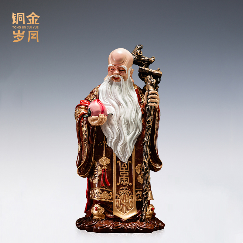 铜金岁月长辈生日贺礼摆设寿桃