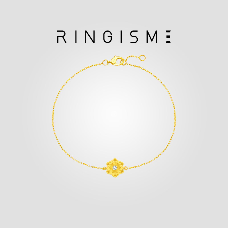 周大福ringism法式个性森系莲花18k金钻石手链u188359
