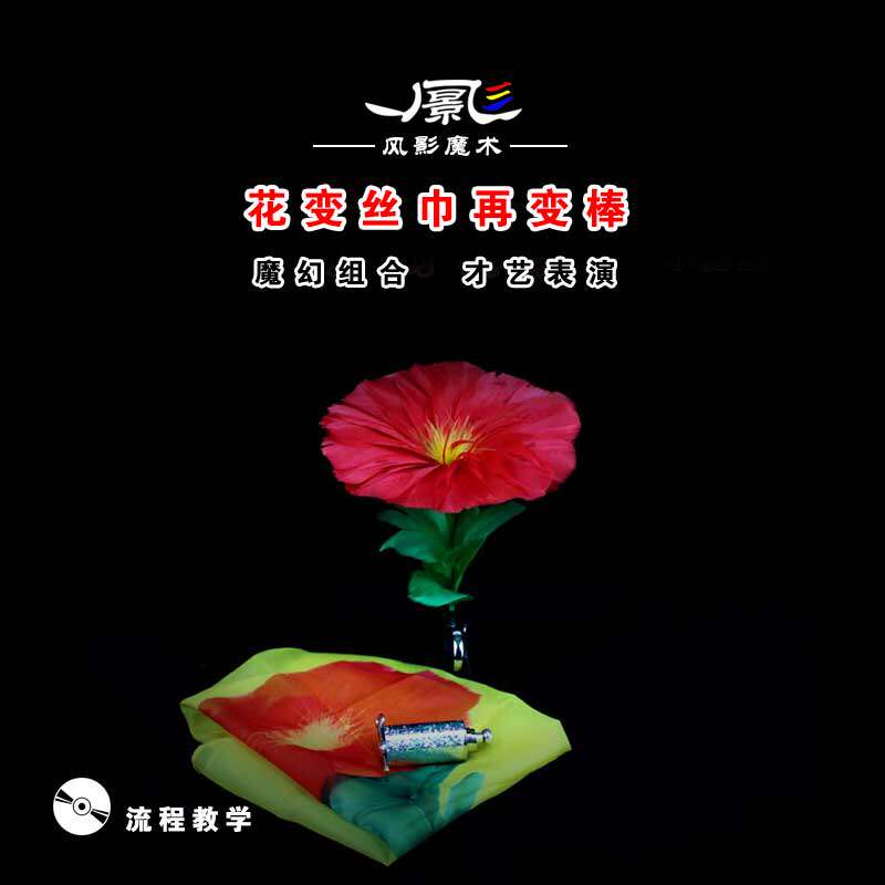 舞台魔术道具魔幻组合花变丝巾再变弹棒消失羽毛花新品流程套装