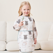 宝宝罩衣加长款 饭兜女孩婴儿画画护衣 儿童围裙防水防脏反穿衣长袖