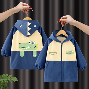灯芯绒儿童宝宝罩衣防水防脏吃饭围兜秋冬护衣外套男孩连帽正穿衣