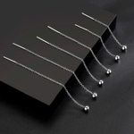 9999纯银耳环女正品新款千足银耳线高级感圆珠流苏耳饰耳钉养耳洞