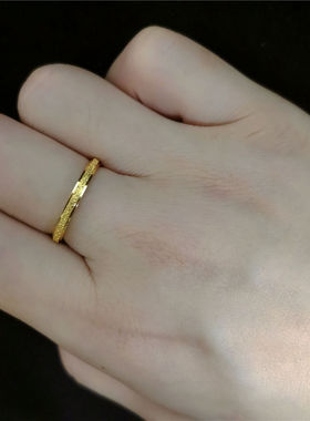 简约窄版金色磨砂面戒指女韩版小众情侣对戒指环冷淡风网红尾戒子