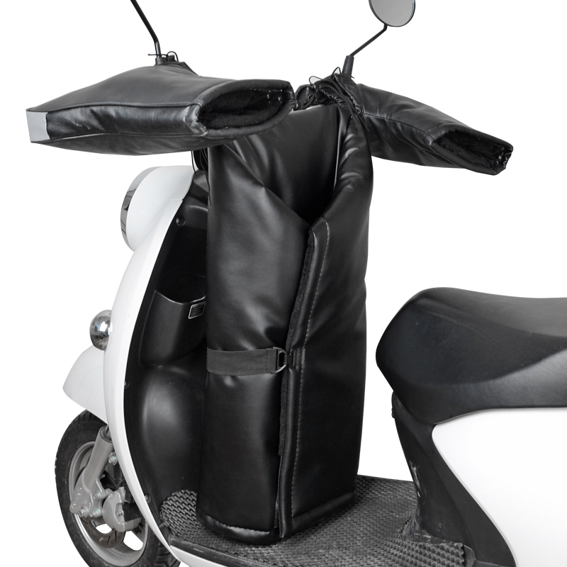 电动车挡风被保暖皮革PU分体加绒厚踏板电瓶车骑车护腿防风罩冬季