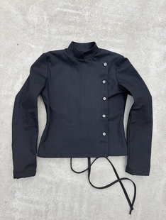 B72 2025秋冬 黑色立体剪裁纽扣击剑服原牛牛仔夹克外套男女潮牌