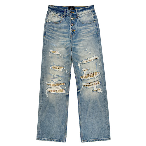 B72LIANGWEIHAO兰亭序破洞牛仔裤