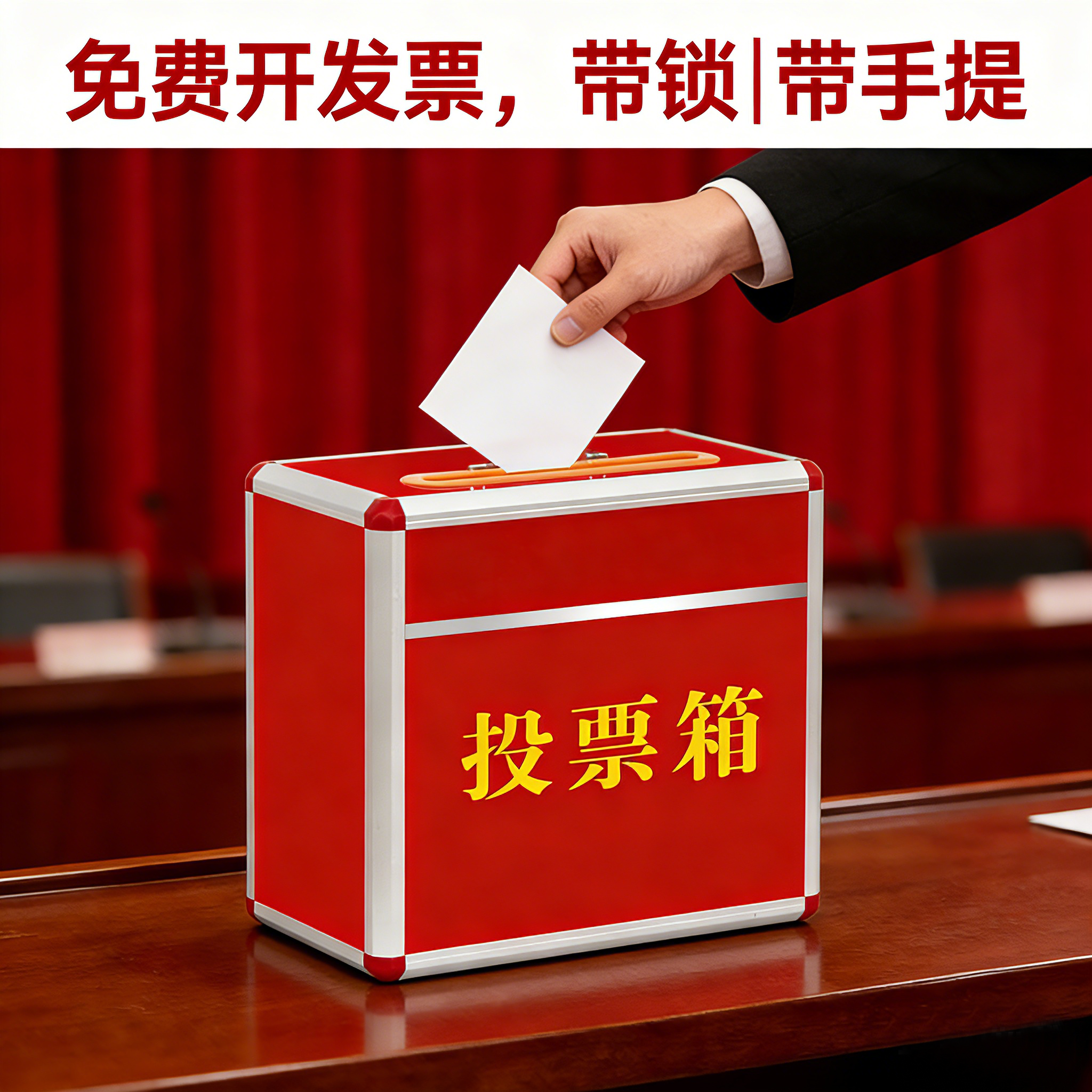 落地大小号投票箱带锁透明募捐箱爱心捐赠箱功德箱带手提乐捐箱奉献箱红色选举箱建议集选箱意见募捐箱可定字