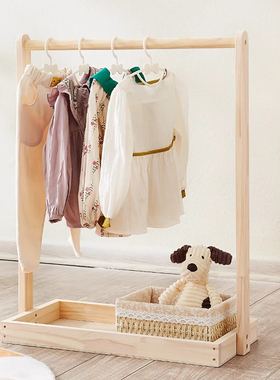 宠物挂衣架实木衣帽架猫咪狗狗专用衣服收纳架落地可移动储物挂架