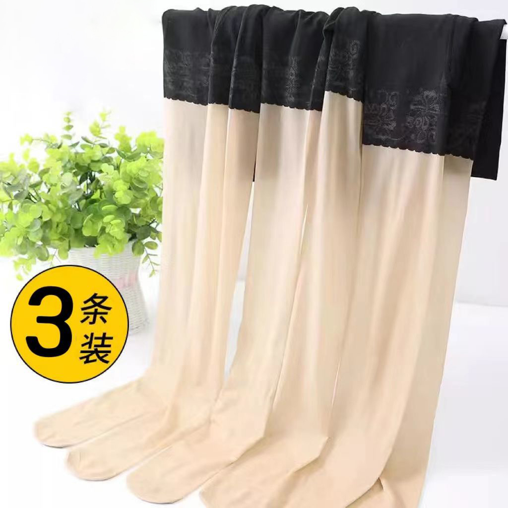 防狼袜春秋款女薄款二合一打底裤夏季肉色菠萝袜大码不勾丝连体