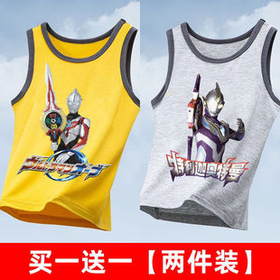 欧布奥特曼背心男童2023新款夏季薄款莫代尔无袖t恤男孩内穿睡衣