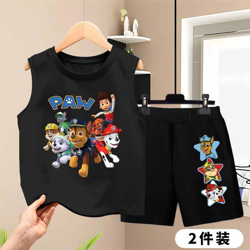 纯棉汪汪队背心套装夏季