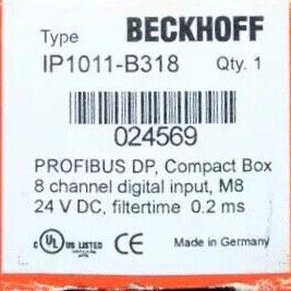 议价IP1011-B318 倍福数字量输入模块 Profibus M8 8通道维修