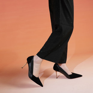 westory2025新款法式尖头单鞋细跟高跟鞋一脚蹬气质高级不累脚