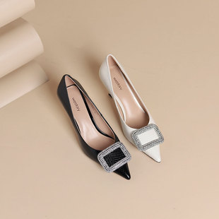 westory2024秋季新款百搭细跟尖头浅口单鞋法式时尚气质高跟鞋女