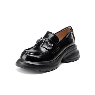 Westory2025春季厚底增高乐福鞋蝴蝶结饰扣深口单鞋S25AM58911