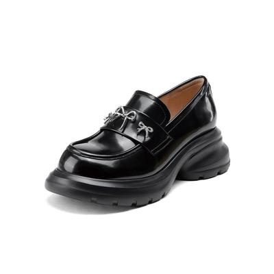 Westory2025春季厚底增高乐福鞋蝴蝶结饰扣深口单鞋S25AM58911